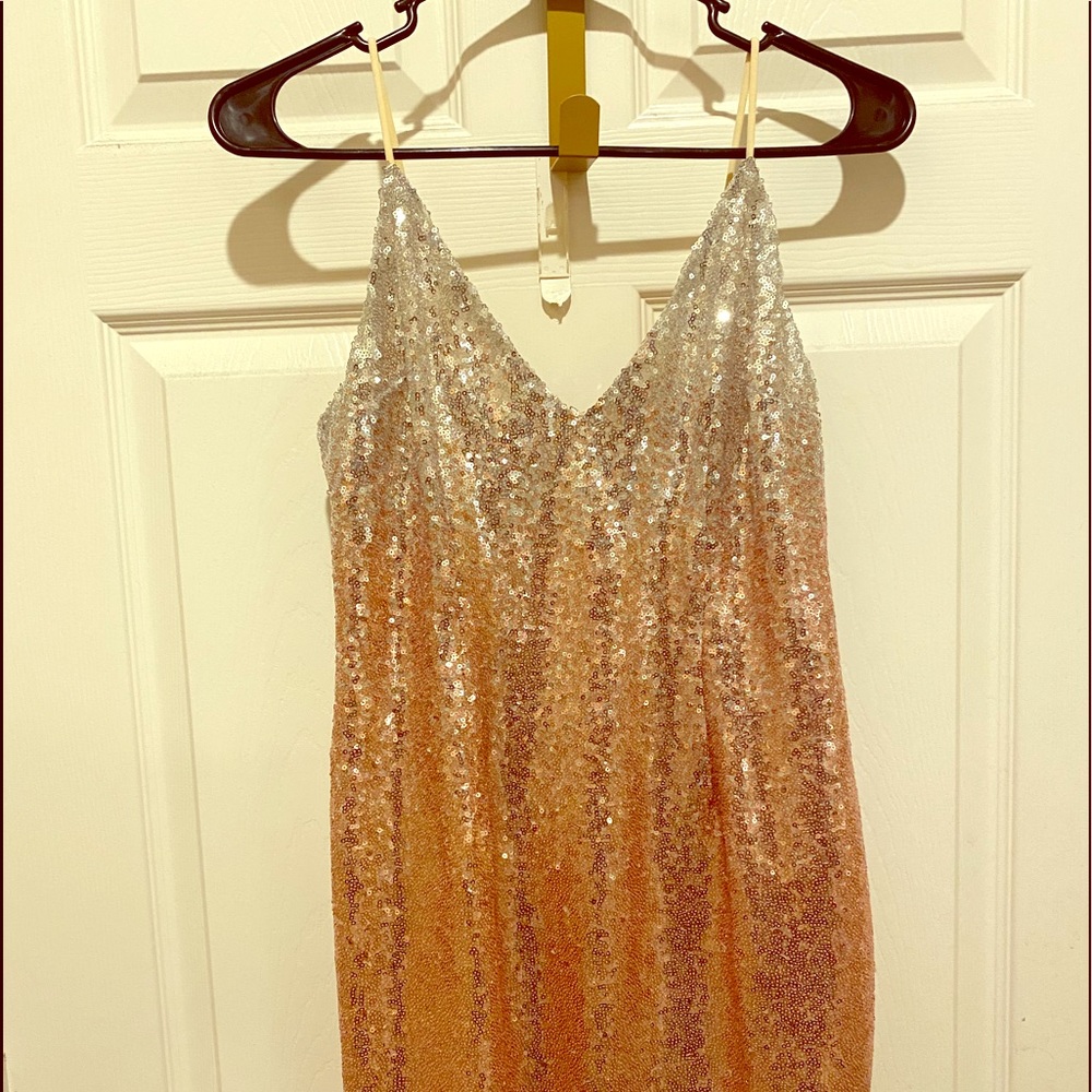 Rose gold sequin dress
